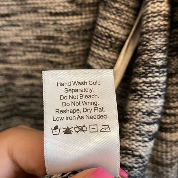 Heathered grey open cardigan 3/4 sleeve(silk blend)- Size large - Picture 5 of 6